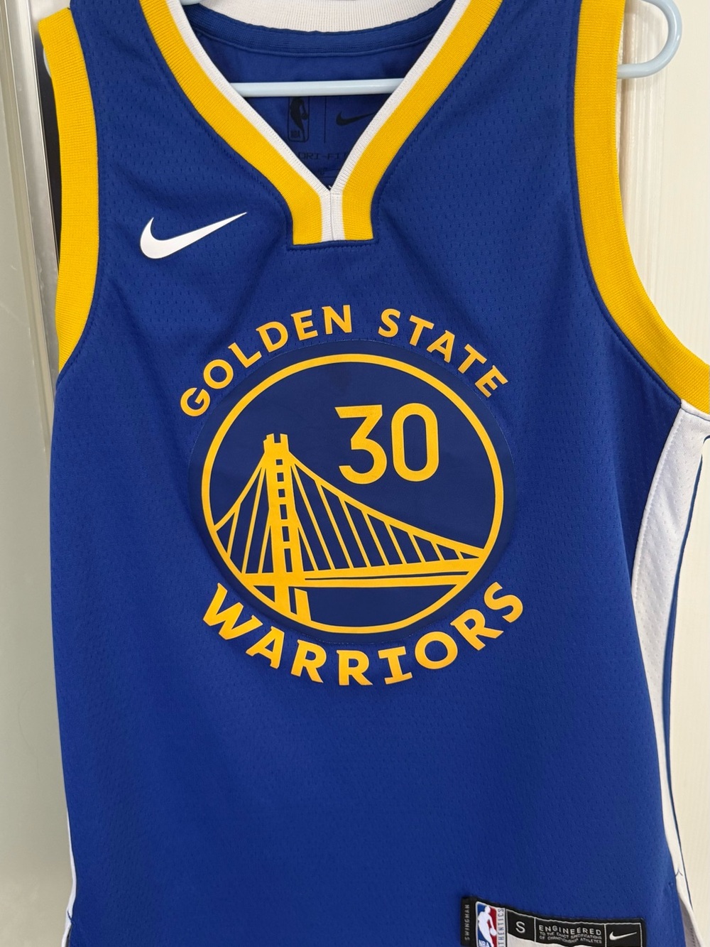 Nike Blue and Yellow Golden State Warriors Jersey with #30 Logo